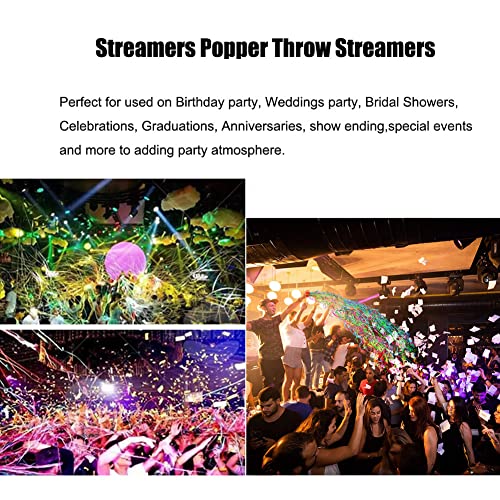 10 Unidades de Streamers Popper Throw Streamers Party Poppers Coloridos de Mano para Fiestas de Fiesta de Fiesta sin ensuciar, Confeti Pop out Streamers para cumpleaños, Boda, graduación,espectáculos