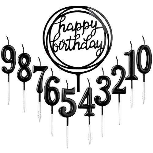 10 unidades número 0-9 cumpleaños números pastel velas + 1 pieza carta feliz cumpleaños purpurina decoración pastel número de velas digitales para fiesta de cumpleaños boda (chapado en oro)