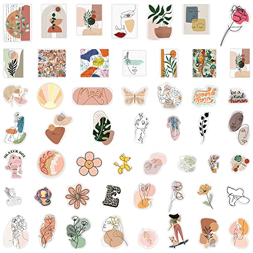 100 bohemian clipart, vintage girl sticker set, pegatinas botánicas con temática de naturaleza para coches, portátiles, monopatines, bicicletas, motos, regalos