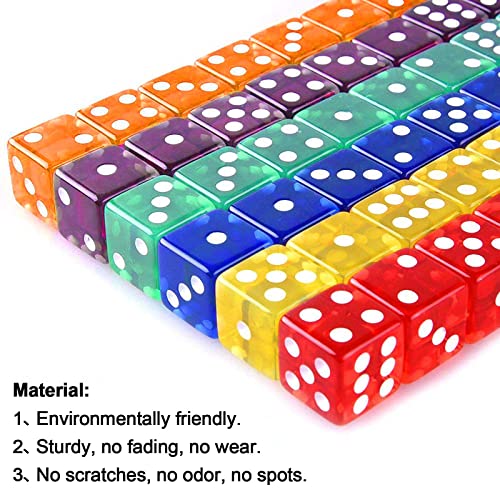 100 Piezas Conjunto de Dados 6 Lados de 14mm Juego de Dados 10 Color Transparente Juego de Dados Juego de Dados Transparente Acrílico para los Juegos de Mesa, Ofertas de Juegos de Matemáticas