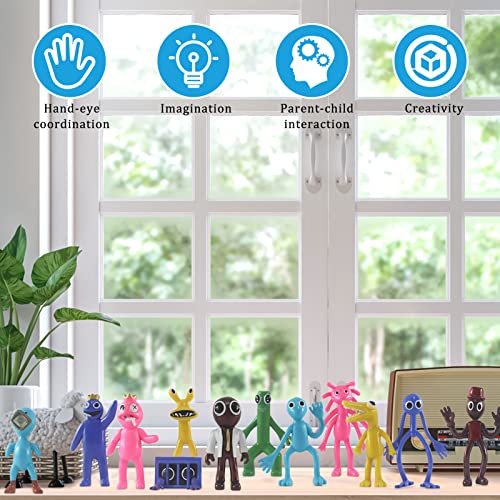 12 Piezas Rainbow Friends Figuras, Mini Figuras de Amigos del Arco Iris, Rainbow Friends Figure Model Set, para La Colección, Decoración, en Cualquier Lugar y Los Amantes del Juego (A)
