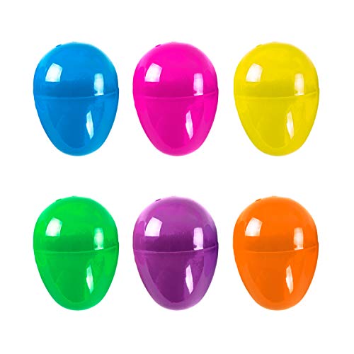 144 unidades de huevos de Pascua de plástico Surprise Toys bolsas de colores surtidos brillantes conchas vacías, cestas de manualidades para juegos de caza de fiesta (tamaño regular)