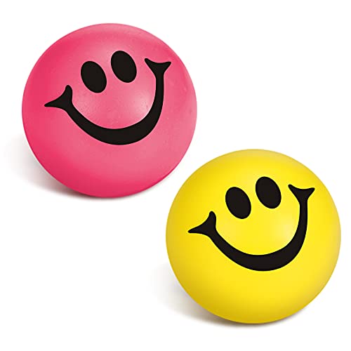 2 Bolas de Estrés de Cara de Sonrisa Divertida Bola de Sonrisa de Aliviar Estrés Bola de Sonrisa Feliz Rosa Amarilla Mini Bola Antiestrés de Espuma para Fiesta Recompensa Carnaval Escolar