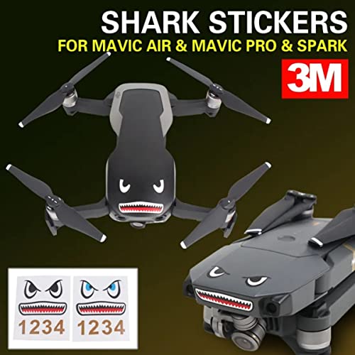 2 juegos de protectores de pantalla para DJI Mini 3 Pro/Mavic 3 Classic/Air 2s/Mini 2 SE/Mavic Air 2/Mavic Mini/Mavic Pro/Mavic Air/Spark Drone Batería Accesorios Shark Pegatinas Skin Wrap