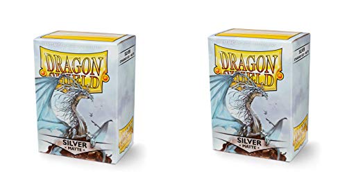 2 Packs Dragon Shield Matte Silver Standard Size 100 ct Card Sleeves Value Bundle!