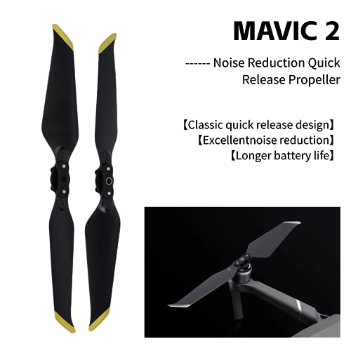 2 Pares de Helices RC Drone, Hélices de Liberación Rápida Reductoras de Ruido Compatibles con dji Mavic 2 Pro / Zoom(Borde Dorado)