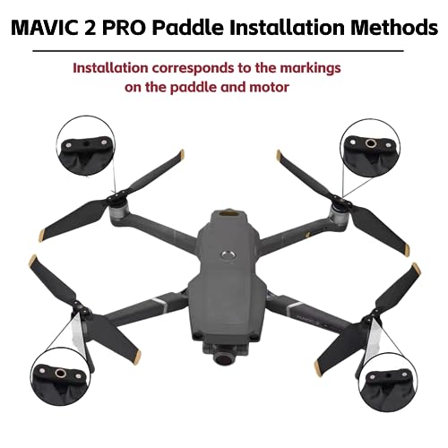 2 Pares de Helices RC Drone, Hélices de Liberación Rápida Reductoras de Ruido Compatibles con dji Mavic 2 Pro / Zoom(Borde Dorado)