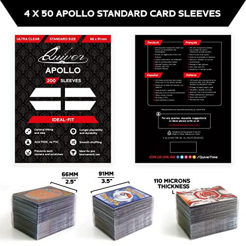 200 fundas ultra transparentes estándar Apollo – Fundas protectoras de tarjetas coleccionables – Compatible con tarjetas Pokémon TCG, Magic: The Gathering Cards – (transparente, 66 x 91 mm)