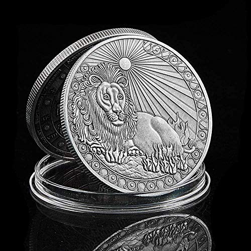 2020 Constelación Leo Lion 12 Zodiac Moneda/Insignia chapada en Plata Antigua Moneda de Metal Artesanal Copia Moneda Conmemorativa Regalo
