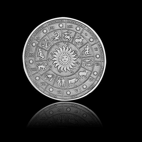 2020 Constelación Leo Lion 12 Zodiac Moneda/Insignia chapada en Plata Antigua Moneda de Metal Artesanal Copia Moneda Conmemorativa Regalo