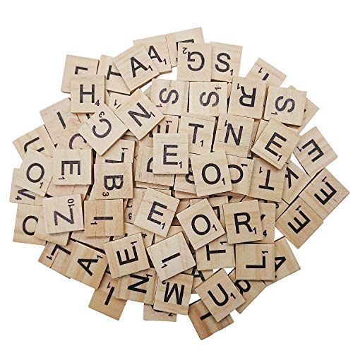 300 azulejos de madera Scrabble, letras de Scrabble para manualidades, hacer posavasos del alfabeto y juego de crucigramas Scrabble.