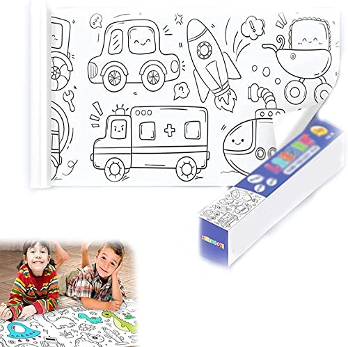 (300cm x 30cm) Children's Drawing Paper Roll, Drawing Paper Roll DIY Painting Drawing Paper Color Filling Paper, Early Educational Toys, Giant Coloring Poster for Kids. (Traffic)