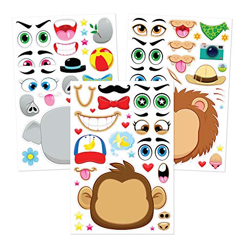 36 Animales Pegatinas Infantiles Stickers Set Haz tus propias hojas de adhesivos para mezclar y combinar animales con leones, monos y animales de fantasía, detalles cumpleaños infantiles