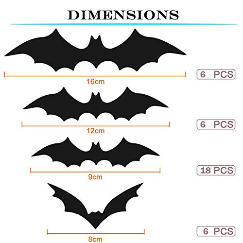 36 Pegatinas de murciélagos en 3D para Halloween, Decoraciones de Fiesta de Halloween, plástico Negro, murciélagos, murciélagos, murciélagos de Pared para Bricolaje, decoración de Ventanas de casa