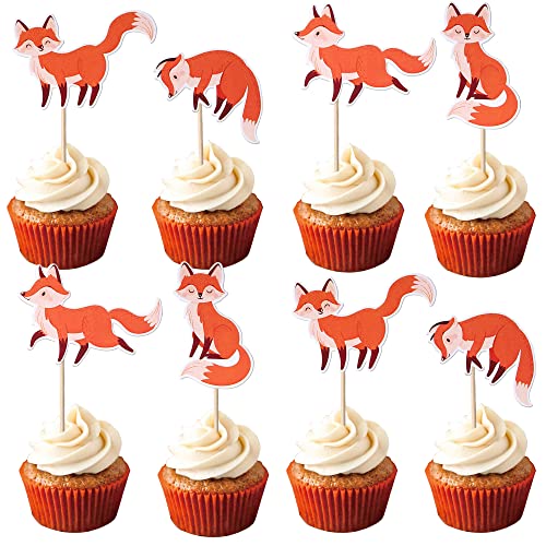 36 unidades zorros decoración para tartas de cumpleaños zorros cupcakes toppers Wild Animal Muffin decoración foxes cumpleaños cupcakes decoración para tartas baby shower cumpleaños temática fiesta