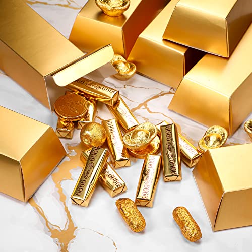 40 piezas de barras de oro falsas cajas de regalo de oro cajas de regalo de oro cajas de papel de ladrillo dorado casino pirata suministros para fiestas temáticas para dulces, golosinas, juguetes,