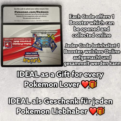 50 códigos aleatorios de Pokeman Online de actuales y diferentes juegos de tarjetas Pokeman TCG Online Booster + protección de envío Heartforcards®