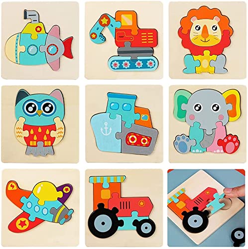 8 Piezas Puzzle 2 3 4 Años, ZoneYan Puzzle Madera, Puzzle Bebe Madera, Puzzles Infantiles, Juguetes Montessori, Animales y Vehículos, Estilos Aleatorios, Regalos para Niños