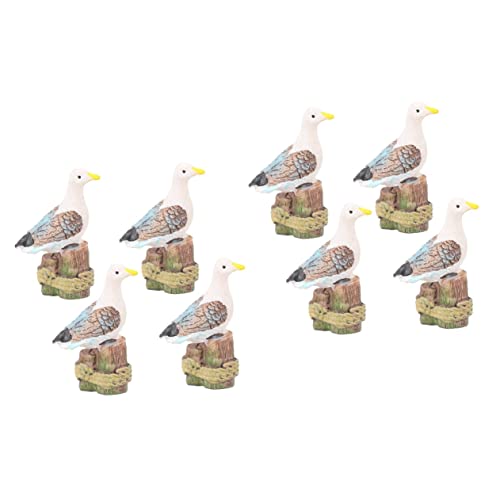Abaodam 8 Piezas Gaviota Pequeña Modelo De Pájaro Náutico Figuras De Animales Salvajes Juguete Figurilla De Pájaro De Mesa Mini Estatuas De Aves Oceano Niño Casa De Muñecas Resina
