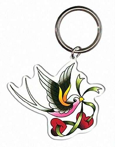 Adam Potts Official Licensed Llavero Keychain By Love Is In The Air, Two Hearts Tattoo Metal Llavero Keychain - 2.5''x2