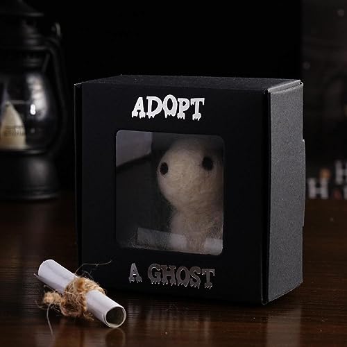 Adopta un fantasma, mini muñeca fantasma de peluche, fantasma de bolsillo de fieltro, lindo fantasma de bolsillo con un pequeño pergamino, regalo creativo de Halloween para películas espeluznantes,