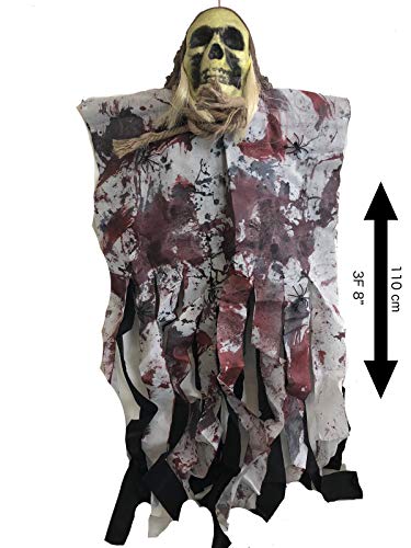 AEX Esqueleto de Halloween Fiesta Colgante Decoración Figura Casa Embrujada Prop (Blanco Rojo Oscuro)