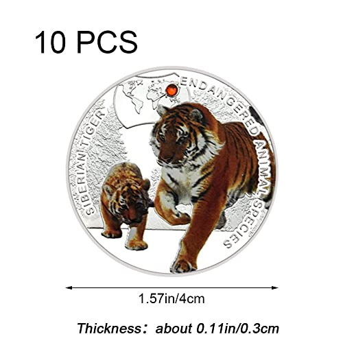 Africa Animal Coin Set 10pcs Monedas De Animales En Peligro De Extinción De África con Monedas De Metal Chapadas En Plata De Diamante para Regalos De Año Nuevo De Navidad