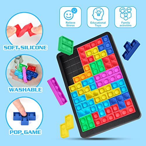 Ainiv Brain Teasers Wooden Puzzle Block, Silicone Pop Push it Fidget Toy, Pop Puzzle Popper Fidget Game, Educational Learning Puzzle | Intelligence Toys | Juguete antiestrés para Ninos y Adultos