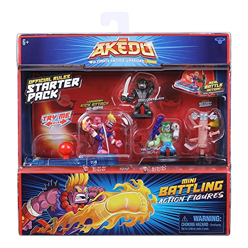 AKEDO - Starter Pack, Kick Attack, figuritas de jugueta para coleccionar, Figura de acción Individual con Mando Control para Batalla, Adaptable al Resto de Packs, Modelo Aleatorio, Famosa (AKE00200)