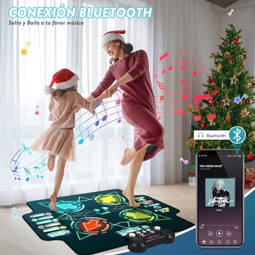 Alfombra de Baile para niñas niños, Juguetes con Volumen Ajustable, Apoyo Bluetooth, Música incorporada Luminoso Alfombra Musical Juego, Navidad Cumpleaños Regalos para 6 7 8+