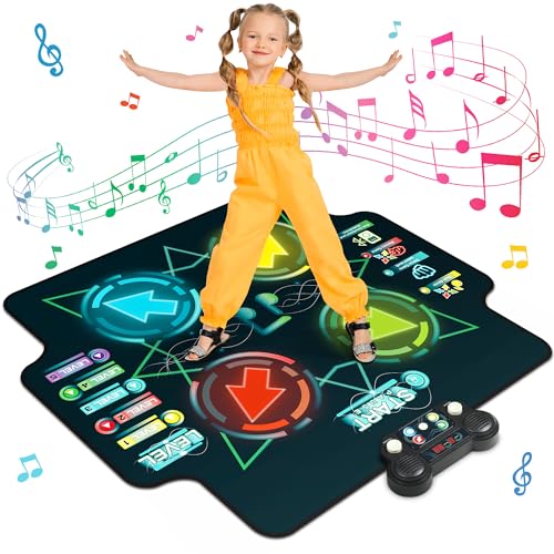 Alfombra de Baile para niñas niños, Juguetes con Volumen Ajustable, Apoyo Bluetooth, Música incorporada Luminoso Alfombra Musical Juego, Navidad Cumpleaños Regalos para 6 7 8+