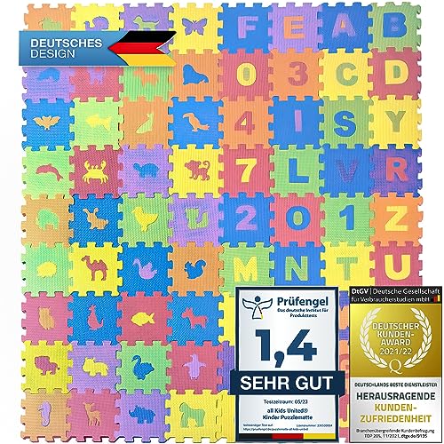 all kids United® Kids Puzzle Mat - Alfombra Infantil de Juego inofensiva EVA Foam Mat (XL 118 x 132 cm - Animales)