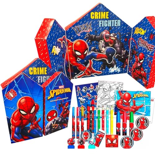 Amazing Spiderman - Calendario de Adviento de Navidad para niños 2023, calendario de Navidad para niños, relleno de hojas para colorear, papelería 2023