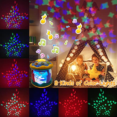 AMLGBTOP Juguetes Bebé 1 Año Marino Giratorio Proyector Gatear Luces Músical con Sonido Juguetes Niños 1 Año 12-18 Meses Navidad Cumpleaños Regalos para Bebé 1 2 Años Niños Niñas