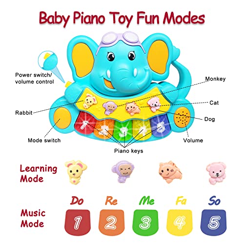 AMLGBTOP Piano Juguetes para Niños 6 12 18 Meses,Teclado para Piano Luces Sonidos y Músical Juguetes Bebés 6-12-18 Meses，Cumpleaños Regalos para Bebés 1 2 Años Niños Niñas