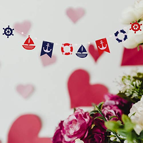 Amosfun Banner ancla Shiff salvavidas forma guirnalda náutica decoración colgante para cumpleaños, boda, fiesta (azul y rojo)