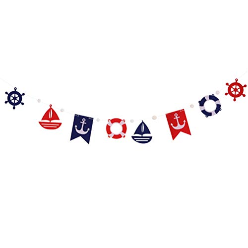 Amosfun Banner ancla Shiff salvavidas forma guirnalda náutica decoración colgante para cumpleaños, boda, fiesta (azul y rojo)