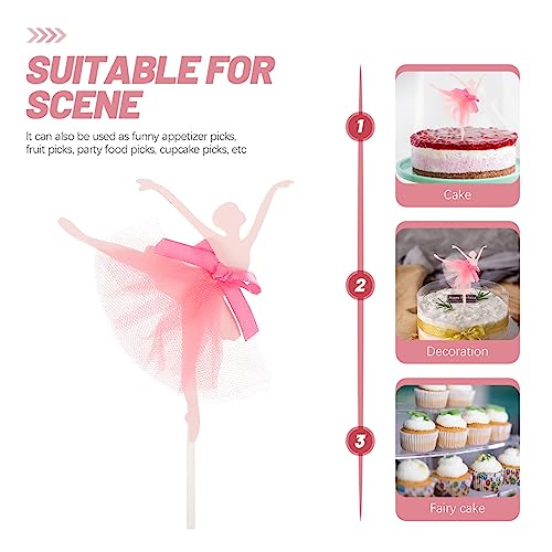 Amosfun - Juego de 5 piezas de decoración para cupcakes, bailarinas, tartas de cumpleaños para bodas, novias, baby shower, fiesta de cumpleaños (lila)