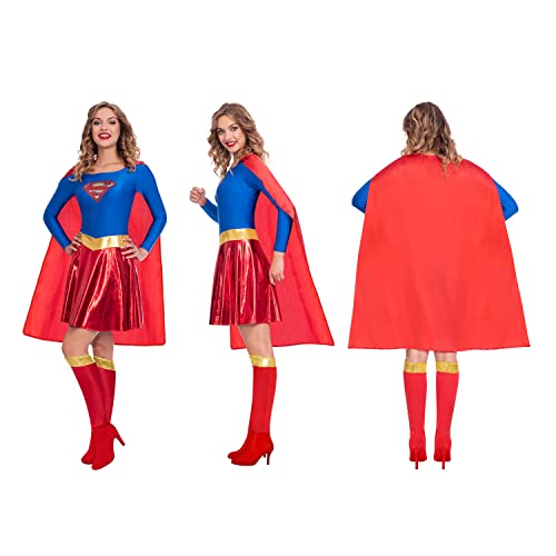 amscan-361-9906151_0192937138588 Amscan 9906151EU Disfraz clásico de Supergirl para Halloween, talla, color azul, UK Dress Size: 14-16
