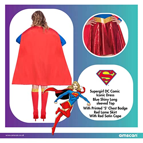 amscan-361-9906151_0192937138588 Amscan 9906151EU Disfraz clásico de Supergirl para Halloween, talla, color azul, UK Dress Size: 14-16