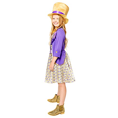 amscan 9909006 Girl Costume-Age Willy Wonka-Disfraz de Halloween para niña de 4 a 6 años, multicolor, Medium (4-6 Years)