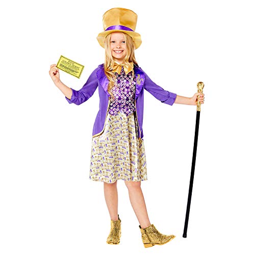 amscan 9909006 Girl Costume-Age Willy Wonka-Disfraz de Halloween para niña de 4 a 6 años, multicolor, Medium (4-6 Years)