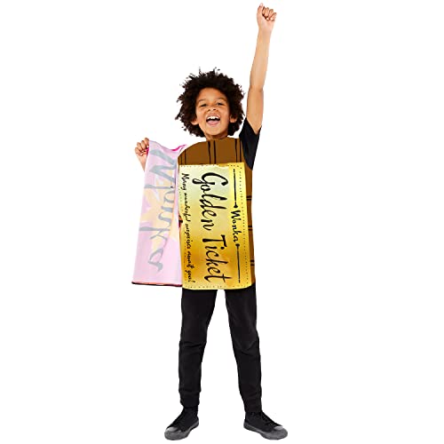 amscan 9916197 - Disfraz oficial de Roald Dahl Golden Ticket Wonka Bar para niños del Día Mundial del Libro Edad: 8-12 años