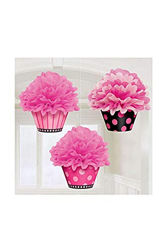 Amscan Deluxe Cupcake Fluffy Decorations Pink & Dots 30cm, 30,48 cm