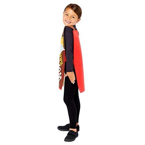 amscan - Disfraz unisex con licencia oficial de Wonka Bar Tabard para niños de 3 a 12 años, Rojo, marrón y amarillo, 8-12 años