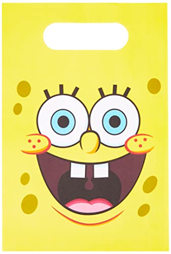 amscan- Fiesta Spongebob Bolsas de regalo, dibujo animado, Multicolor, 8 count (pack of 1) (9907200)