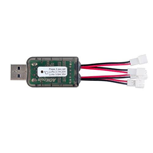 ANCLLO Cargador Micro USB 4CH para batería de Conector Mcpx/Molex/JST para batería 1S 3,7 V Lipo LiHV 3,8 V para helicópteros RC, etc.