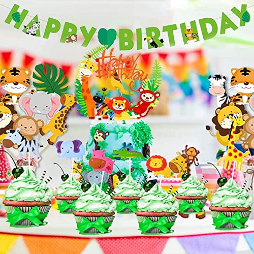 Animales Cupcake Toppers, Animales Decoraciones Torta para Decorar la Tarta de Niños Cumpleaños, Selva Cake Topper Baby Shower Fiesta de Tartas Adornos