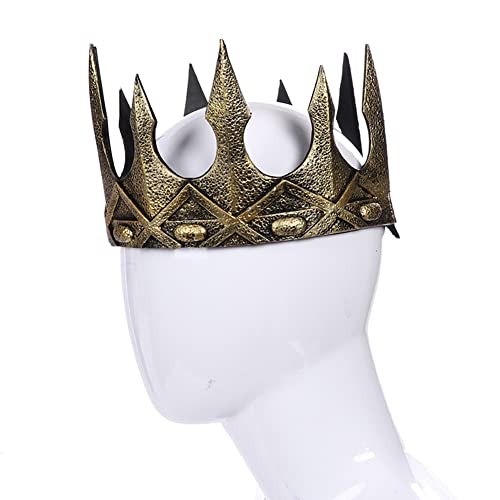 Anjinguang Corona medieval de cuero rey, tocado barroco, accesorio para disfraz de cosplay, fiesta de cumpleaños, accesorios para el cabello, disfraz de Halloween