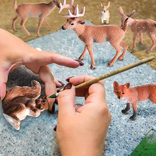 ANTIOCH Figuras de Animales Bosque de 6 Piezas, Figuras de Criaturas Bosque, Ardilla, Ciervo, Conejo, Figuras Familiares, Juguetes en Miniatura